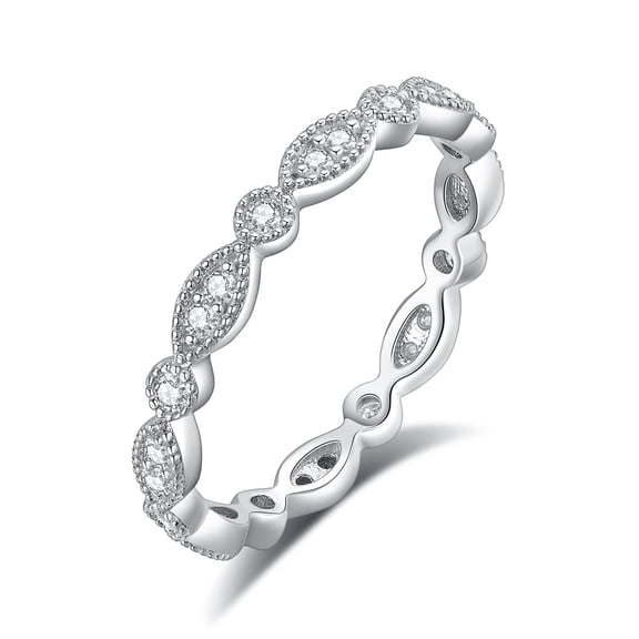 IMOLOVE Moissanite Wedding Band Wedding Rings for Women Evil Eye Shaped 925 Sterling Silver Rings with 18K Gold Plated Eternity Stackable Engagement Ring Anniversary Band Size 7