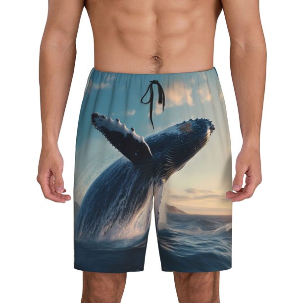 Fotbe Dancing Whale Pantalones Cortos de Pijama para Hombre, Ropa de Dormir, Pantalones de Pijama Cortos para Hombre-XX-Large