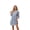 17Sky Blue, variant on Check Gingham Women Mini Shirt Dress, Stand Collar V-Neck 3/4 Puff Sleeve Tiered Ruffle Hem Casual Dress with Pockets,Stretch Wrinkle Resistant Casual Summer Dress for Travel Beach