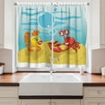 thumbnail image 2 of Ambesonne Cartoon Kitchen Curtains, Fish Crab Cartoon, 55"x45", Yellow Red and Blue, 2 of 3