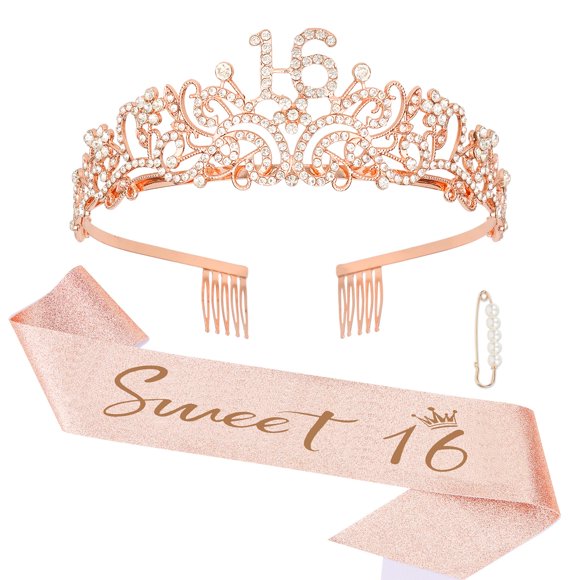 Set de decoración de fiesta Semato Sweet 16 en oro rosa para cumpleaños