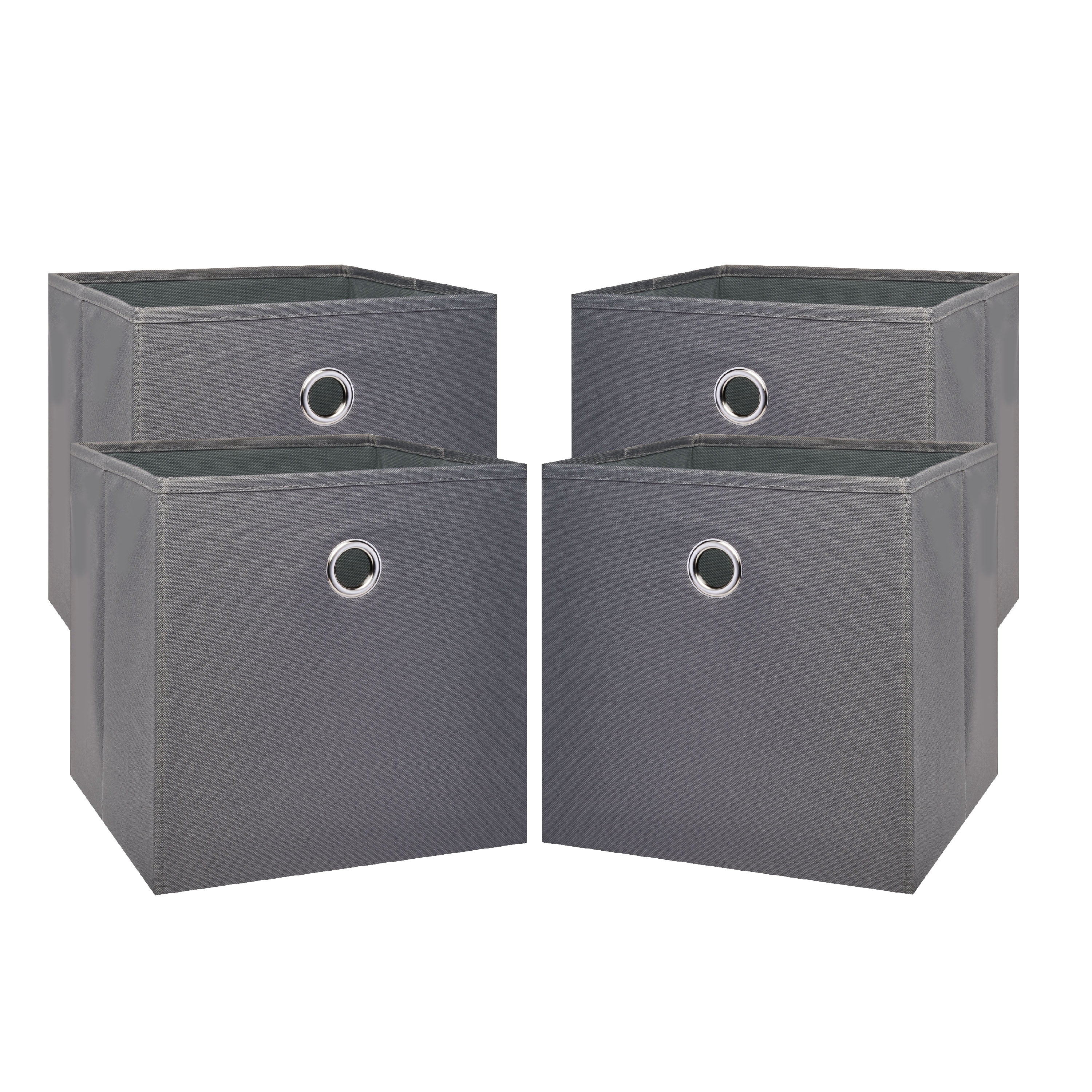 Mainstays 6 Cube Storage Organizer, White and Mainstays Collapsible Fabric Cube Storage Bins (10.5" x 10.5"), Grey Flannel, 4 Pack