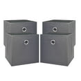 Mainstays Collapsible Fabric Cube Storage Bins (10.5" x 10.5"), 4 pack, Grey Flannel