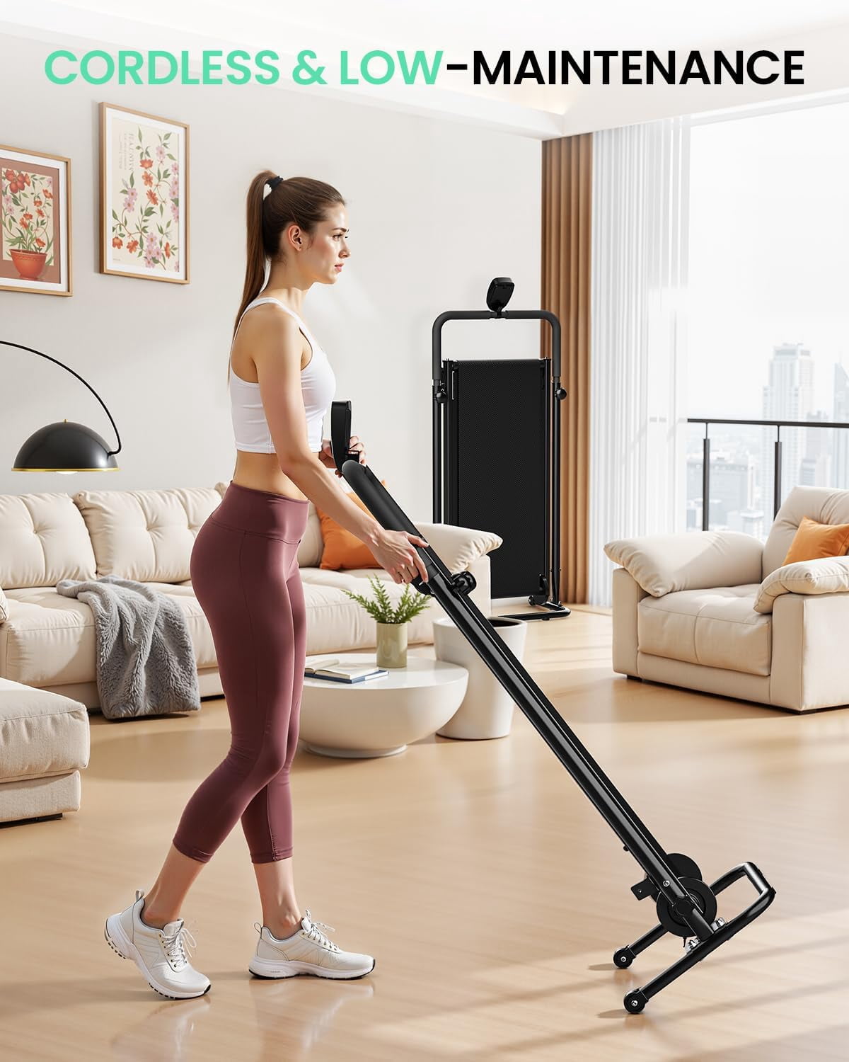 Akluer Non-Electric Treadmill with Dual Flywheel & Fixed Incline, LCD Monitor, Foldable Design for Home Use, Non-Slip Belt, Soft Foam Grips for Walking/Jogging