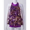 thumbnail image 6 of Eandarui Girls Shiny Sequins Ballet Dance Costume Latin Jazz Performance Dancewear Purple 16, 6 of 7