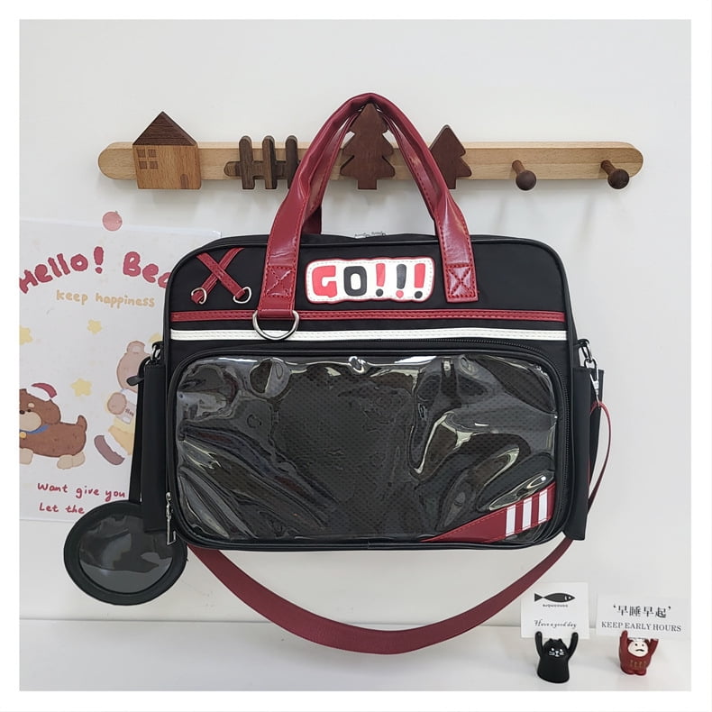 Baguery Y2K Ita Bag - Plush Football Charms Large Capacity Japanese Crossbody Handbag for Women Sports Travel