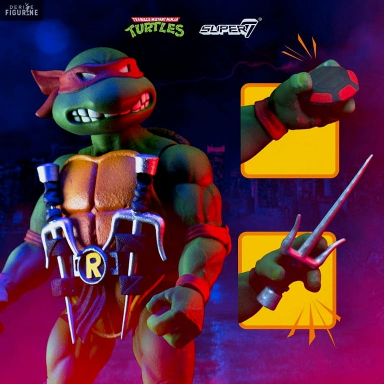 Super7 TMNT Raphael Action Figure Version 2 - 7" Scale With Weapons Rack