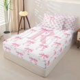 thumbnail image 2 of Homewish Pink Bowtie Zipper Twin Comforter Sets with Fitted Sheet and 2 Pillowcases For Girls,Cartoon Letter Alphabet C Kids Zipper Bedding Set,Pink Reversible,4 Pieces, 2 of 7