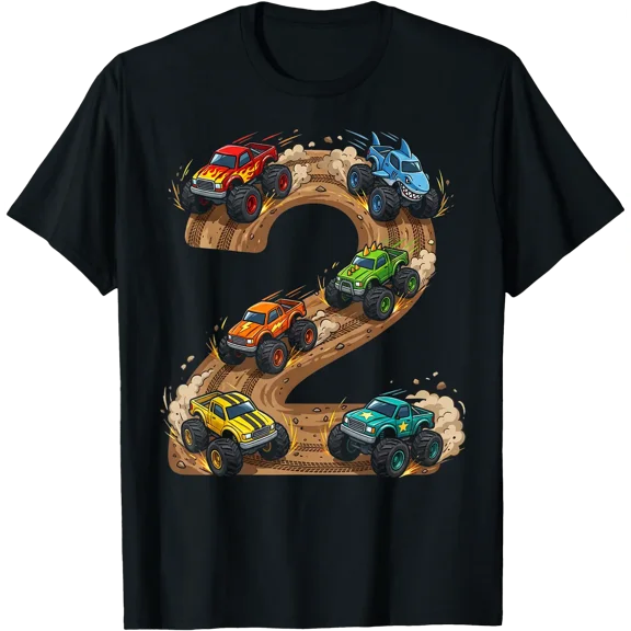 2 Year Old Monster Truck Boy Toddler 2Nd Birthday Party T-Shirt, Unisex T-Shirt