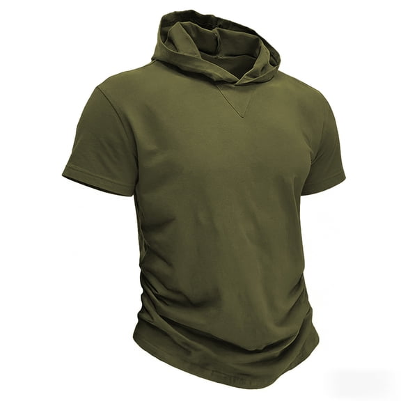 Chiccall Mens Short Sleeve Hoodies Lightweight Summer Hooded Cotton T Shirts Breathable Pullover Tops for Casual Workout