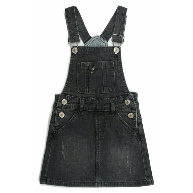 KIDSCOOL SPACE Jupe pour Petites Filles, Denim Doux et Extensible Déchiré Robe d'Été pour Filles, Noir, 9-10 Ans
