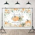 thumbnail image 2 of Greenery Pumpkin Theme Gender Reveal Beautiful Backdrop He or She Autumn Fall Baby Shower Background Eucalyptus Leaves Boy or Girl Party Decorations Cake Table Banner, 2 of 5