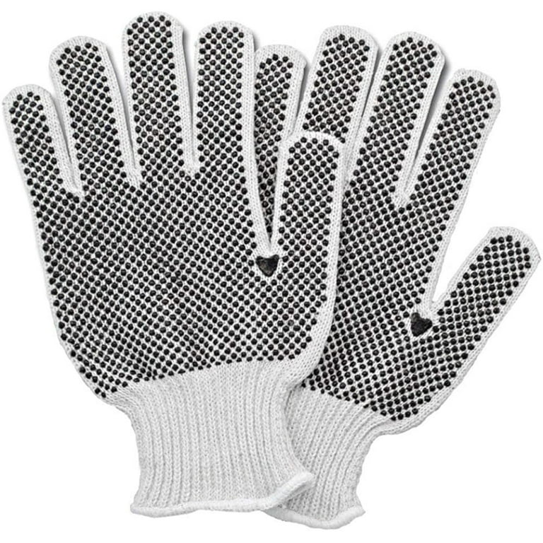 Dot Grip Work Gloves Cotton/Nylon Glove with Blue PVC Grip, One Sided White