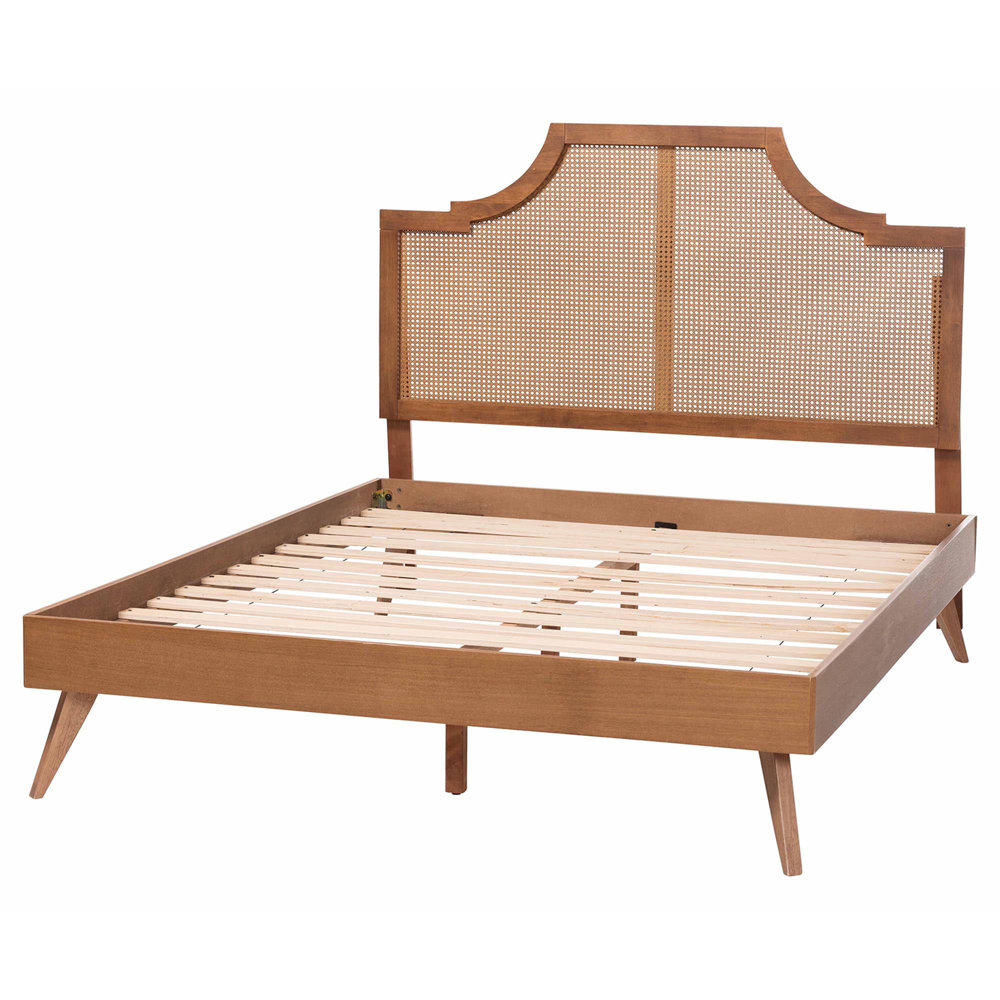 Baxton Studio Rodolfo Mid-Century Platform Bed, Queen, Ash Walnut
