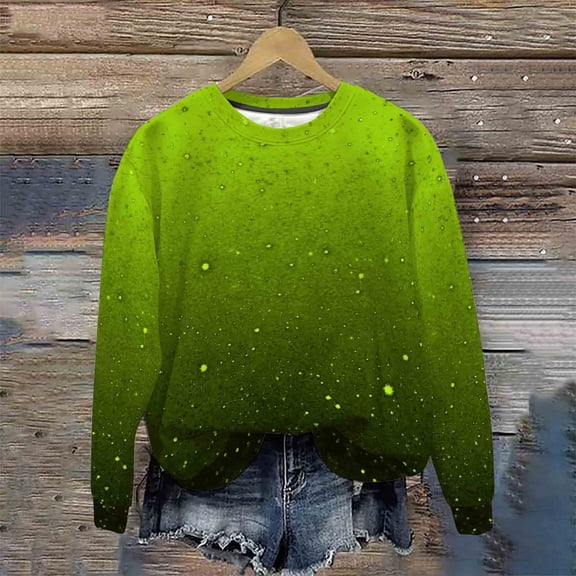 Sweatshirt for Women Tie Dye Sweatshirt Casual Long Sleeve Oversize Pullover Tops Plus Size Army Green L