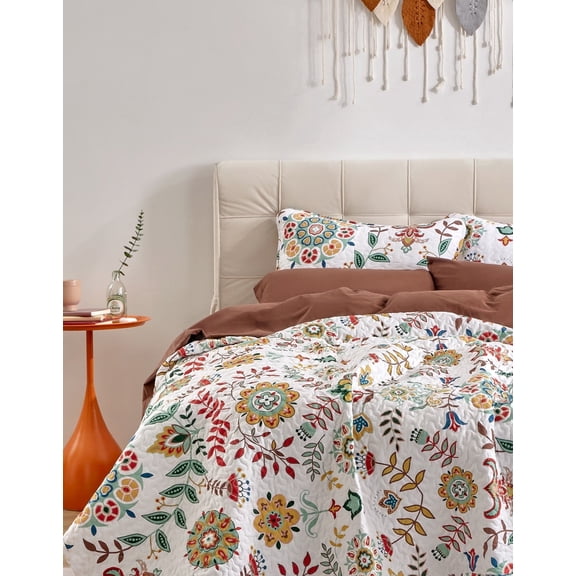 Sonive Classic Floral Printed Quilt Set 3 Piece Full/Queen Size Florial