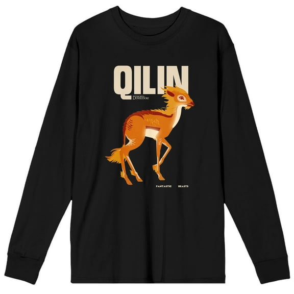 Fantastic Beasts: The Secrets of Dumbledore Qilin Men's Black Long Sleeve T-Shirt-XL