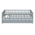 thumbnail image 3 of Daybed Bed Frame Platform Bed with Twin Size Trundle Modern Wooden Bed with Fence Guardrails and Slat Support Leg for Dorm, Bedroom, Guest Room (Twin), 3 of 9