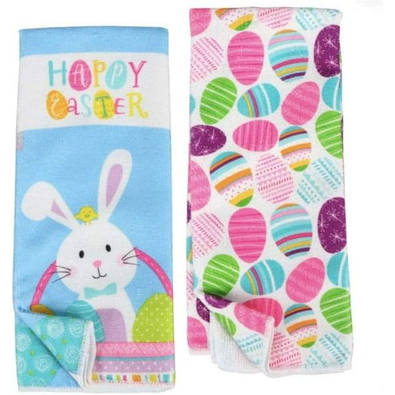 Easter Dish Towels Set of 2 | Easter Towels | Spring Kitchen Towels | Easter Hand Towels for Bathroom | Easter Hand Towels | Easter Kitchen Towel set | Bunny Decorative Towels Kitchen | Happy Easter