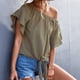 thumbnail image 3 of Camisetas De Mujer,Blusa De Mujer De Moda Blusa Redonda De Mujer Blusa Casual Rendimiento Sólido, 3 of 5