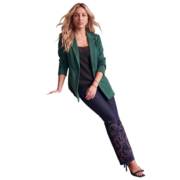 Roaman's Women's Plus Size Comfort Stretch Ponte Blazer