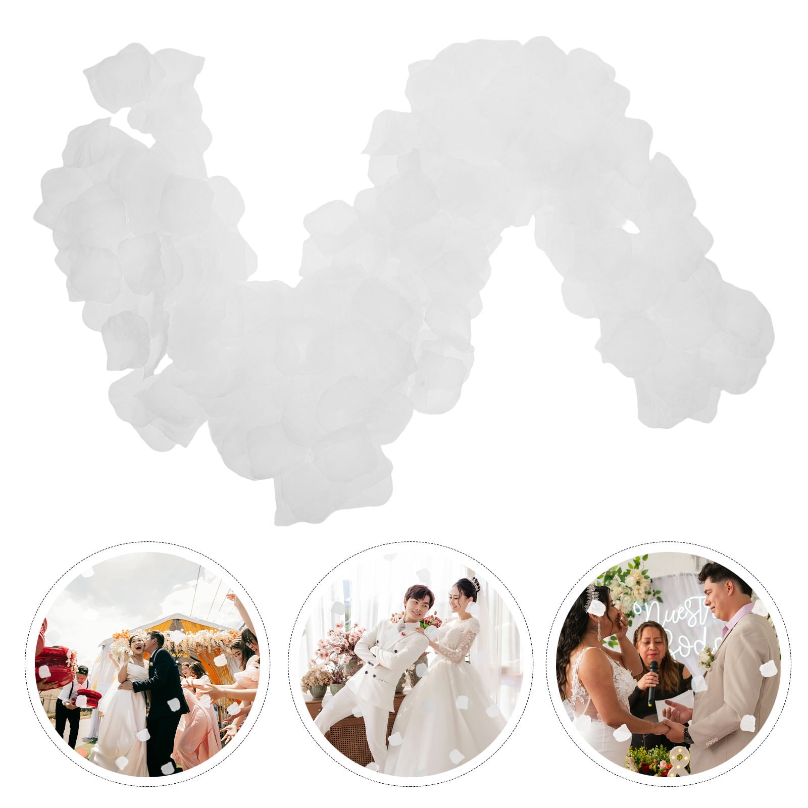 WEUVEB 1200Pcs White Artificial Rose Petals Reusable Decor for Romantic Settings and Celebration Events