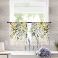 thumbnail image 3 of Flowers Eucalyptus Semi Sheer Curtains 54 Inch Length 2 Panels Set, Vintage Botanical Floral Leaves Sheer Kitchen Curtain Privacy Voile Window Curtain for Living Room Bedroom Rod Pocket Drapes, 3 of 7