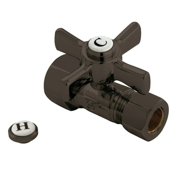 Kingston Brass CC44455ZX 5/8-Inch O.D. Comp x 1/2-Inch O.D. Comp Quarter-Turn Straight Shut-Off Valve in Oil Rubbed Bronze
