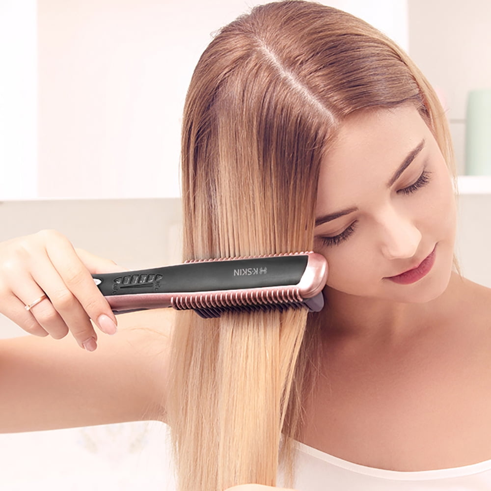 KSKIN Fast Heating Hair Straightener Brush - Anti Scald Ceramic