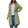 thumbnail image 3 of Xdegoge Long Quilted Jackets for Women Full Zip Hooded Padded Coat Casual Loose Knee Length Coats Fall Winter Lightweight Warm Outerwear with Pockets, 3 of 10