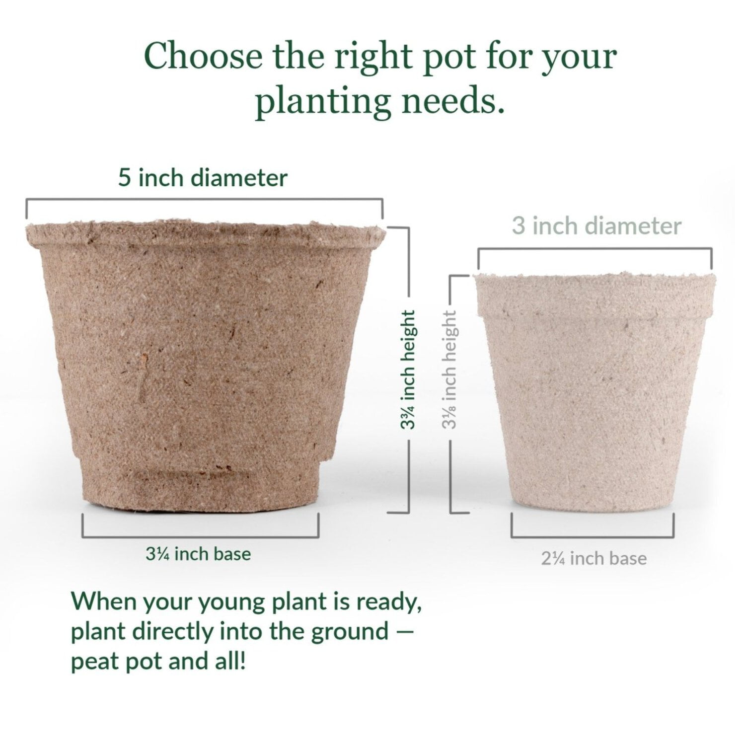 Jiffy Organic Seed Starting Biodegradable Peat Pots - Breathable - 100 Pack, 5 in Diameter