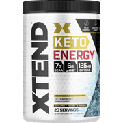Xtend Keto Energy BCAA Powder, 125mg Caffeine + Sugar Free BHB Exogenous Ketones Supplement with BHB Salts & Electrolytes, 7g BCAAs for Men & Women, Ultra Frost, 20 Servings