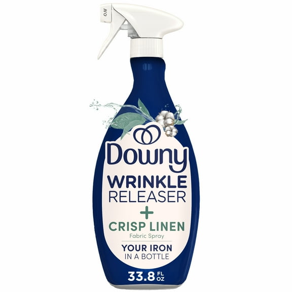 Downy Wrinkle Releaser Spray, Fabric Refreshing and Odor Eliminating, Crisp Linen, Fresh Scent, 33.8 fl oz