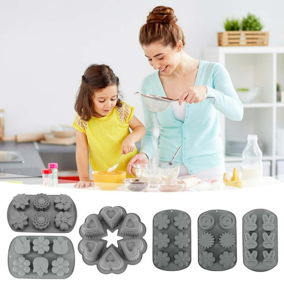 Outoloxit 6-Cavity Heart Shape Silicone Baking Mold for Valentine's Day Cake Chocolate Jelly Pudding Mousse DIY Dessert Making Non-Stick Easy Release