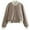 Khaki, variant on Casual Bomber Jacket Women Lightweight Varsity Style Snap Button Short Coat with Ribbed Collar and Streetwear Women Brown L