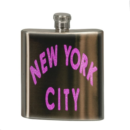 KuzmarK 6 oz. Stainless Steel Pocket Hip Liquor Flask - New York City Pink