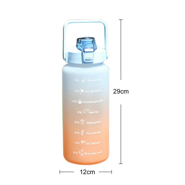 Botella grande de agua con pajita - Marcador de tiempo y volumen motivacional (B) Sywqhk Para Estrenar
