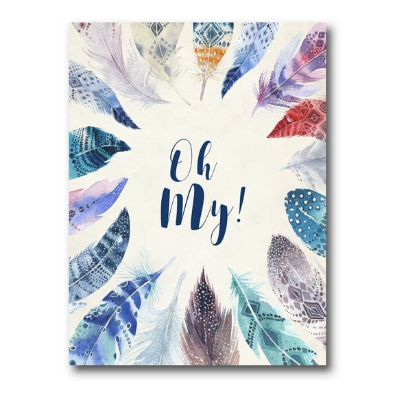 Designart ' Vital Blue Feathers Oh My ' Bohemian & Eclectic Canvas Wall Art Print