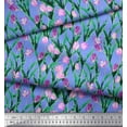 thumbnail image 3 of Soimoi Polyester Crepe Fabric Leaves & Tulip Floral Print Sewing Fabric Yard 52 Inch Wide, 3 of 3