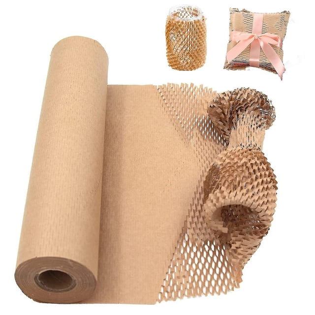 Rollo de papel de embalaje de panal Kraft de 50 m 40 cm, rollo de papel de embalaje de panal ecológico para mudanzas, protección, envoltura de regalos y artículos frágiles