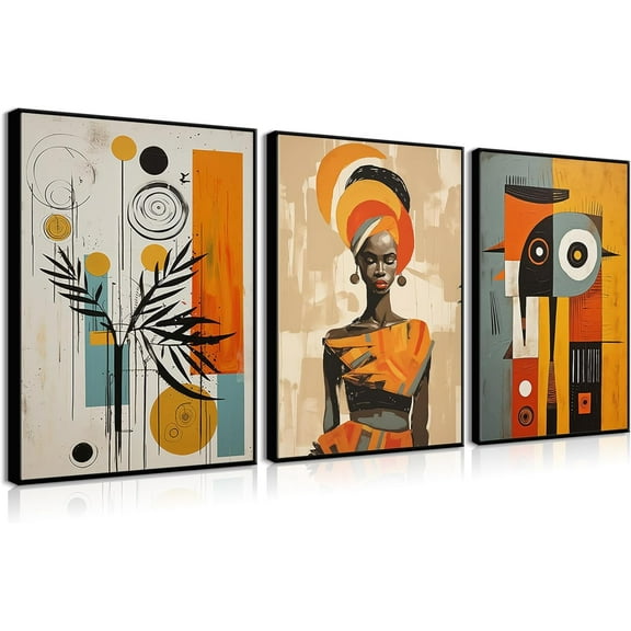 Abstract African Tribal Wall Art African American Female Wall Art Bohemian Wall Poster Prints Modern African Culture Canvas Pictures Black Culture Painting Pictures(Only canvas)