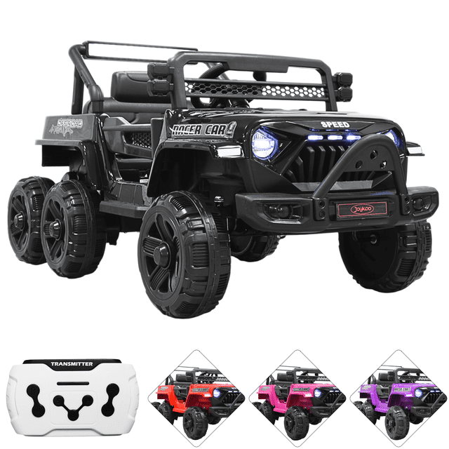 Camioneta Montable Eléctrica 4x4 para Niños Bluetooth Control Remoto Luces Led Batería 12V Soporta hasta 30 kg - Negro