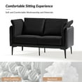 thumbnail image 5 of Modern Loveseat with Metal Legs Curved Arms Linen Leather Fabric Sofa for Living Room Black, 5 of 8