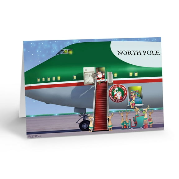 Stonehouse Collection Santa Claus One - Airplane Christmas Cards - 80031