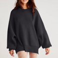 thumbnail image 6 of Hogleaql Womens Crew Neck Sweaters Oversized Batwing Long Sleeve Knitted Fall Winter Comfortable Jumper Tops Fashion Warm Loose Pullover Solid Sweater Black L, 6 of 6