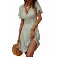thumbnail image 2 of Womens Sundress Summer Floral Short Sleeve Wrap V Neck A-Line Midi Dress Flower 1 S, 2 of 7