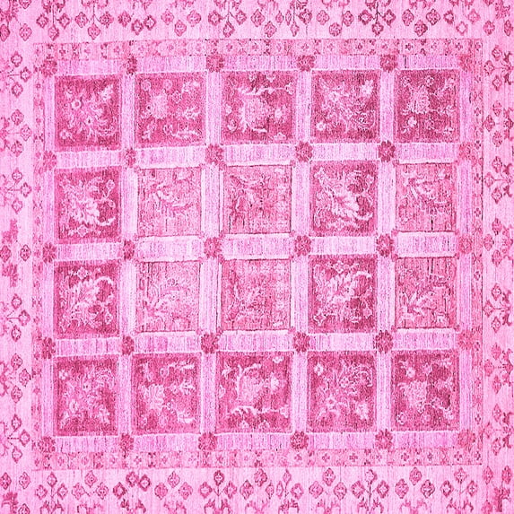 Ahgly Company Indoor Square Abstract Pink Modern Area Rugs, 6' Square