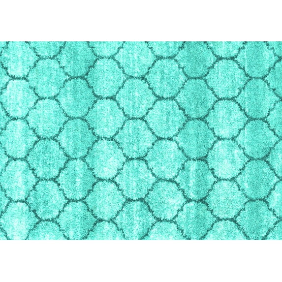 Ahgly Company Indoor Rectangle Trellis Turquoise Blue Modern Area Rugs, 5' x 7'