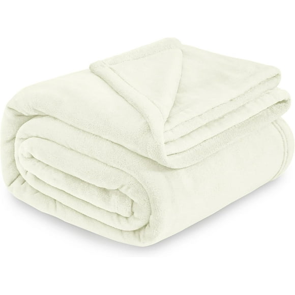 shiyou-Twin Fleece Throw Blanket for Couch, Cozy Lightweight Flannel Blanket, Warm Fuzzy Throw for Winter Bed Sofa Travel (Cream, 60" x 80")