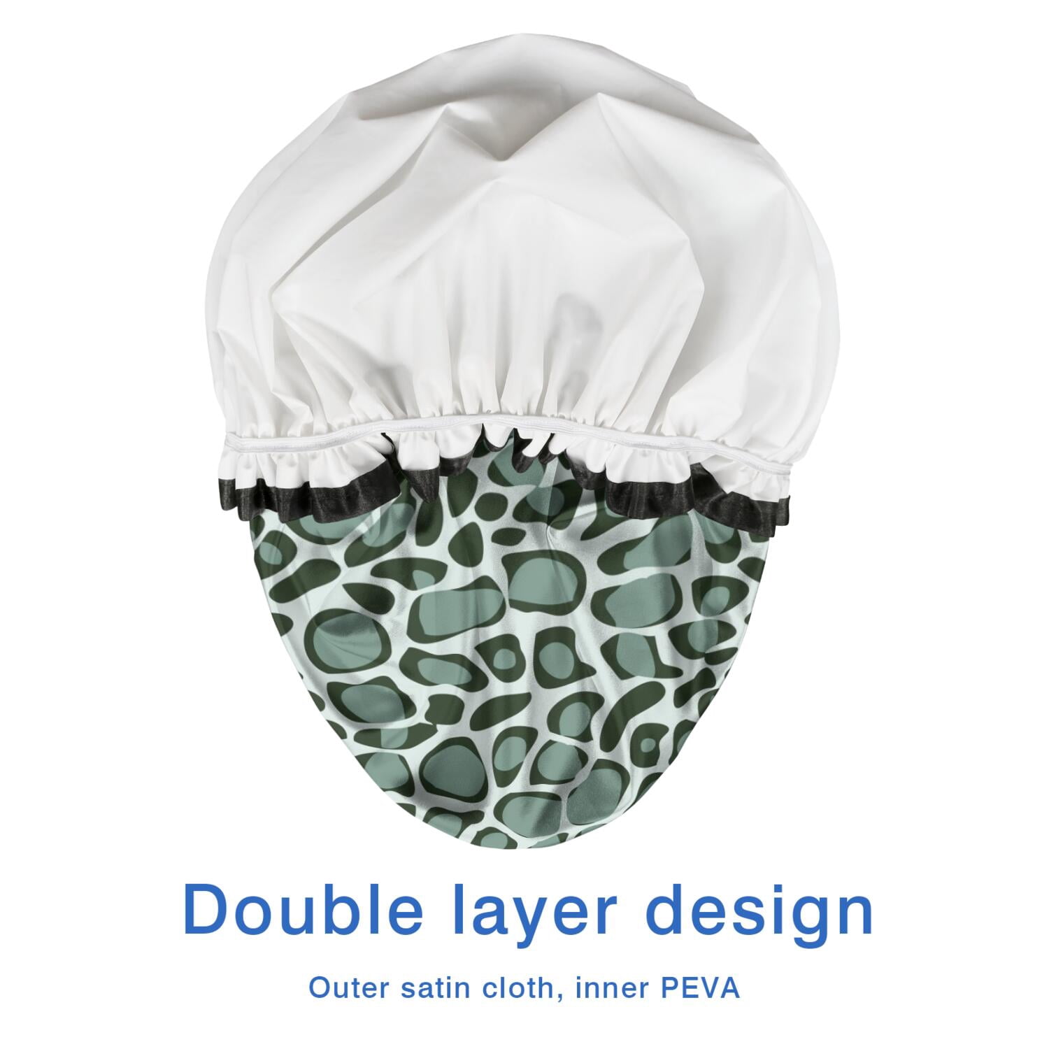 Shower Caps,Green and Dark Green Giraffe Pattern Waterproof Shower Cap for Women 4 Pieces,Double Reusable Hair Cover for Shower PEVA Elastic Stretch Hem